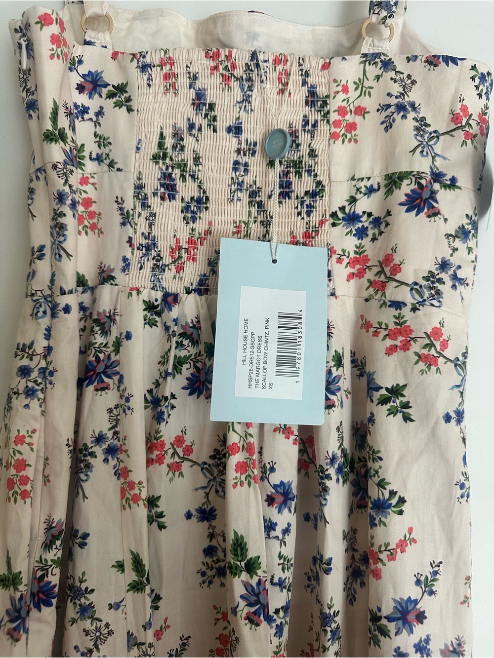 NWT Hill House Home The Margot Midi Dress Scallop Bow Chintz Pink XS - Picture 9 of 10